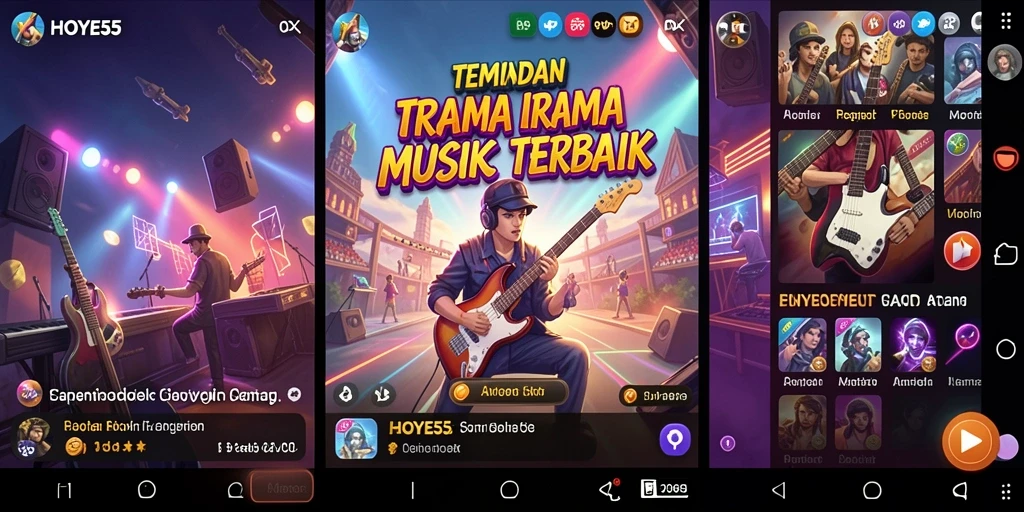 Tampilan gameplay <strong>HOYE55</strong> yang interaktif dengan berbagai lagu.