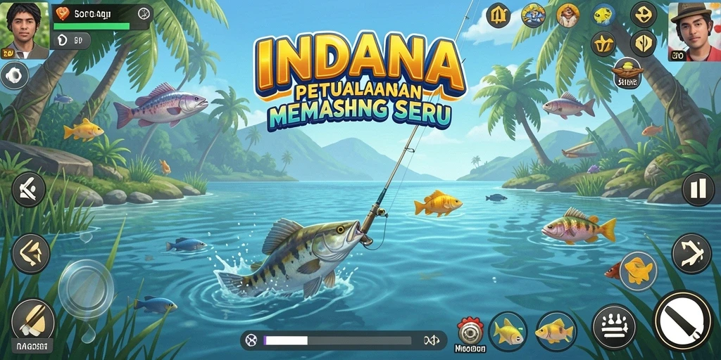 Screenshot gameplay menangkap ikan di INDAAA yang menarik.