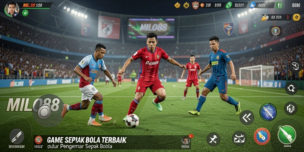 Tampilan dinamis gameplay sepak bola dalam MILO88.