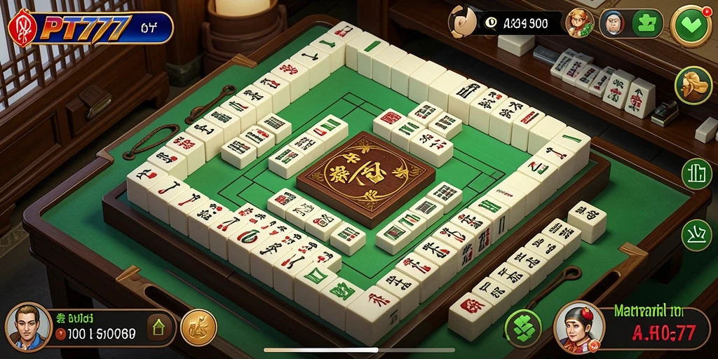 Tampilan gameplay PT777 dengan ubin Mahjong yang indah dan menarik.