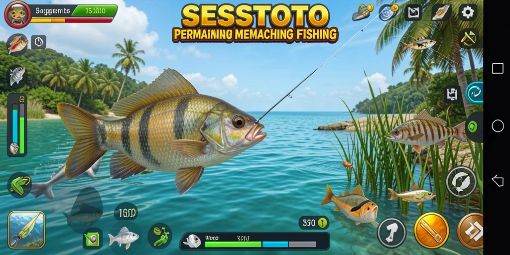 Tampilan gameplay SESETOTO dengan aksi memancing yang seru.