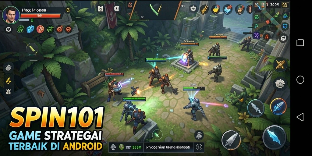 Screenshot SPIN101 menampilkan gameplay strategi yang intens.